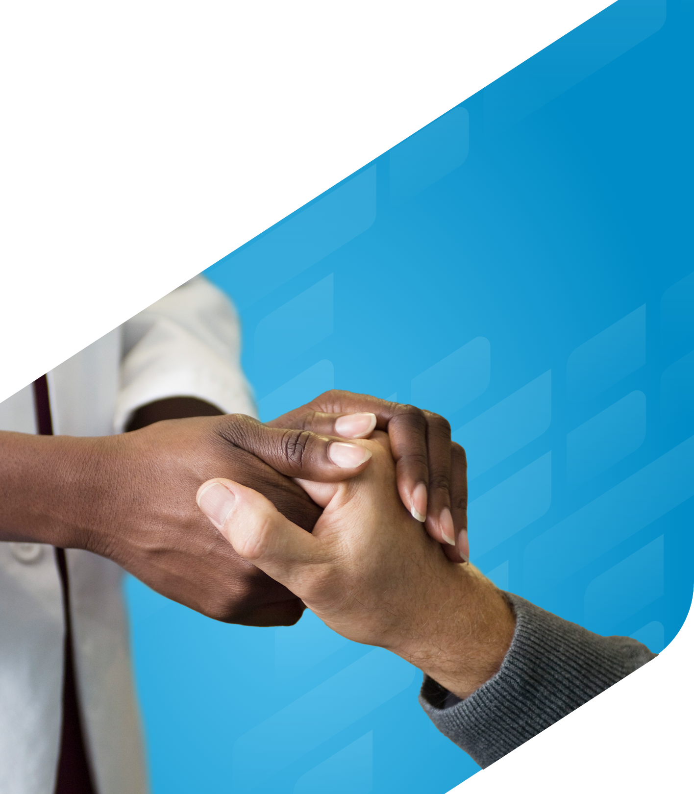 Close-up shot of healthcare provider holding the hand of a patient